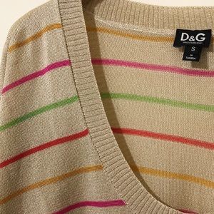 D&G Dolce Gabbana Stripe Metallic Thread Sweater S